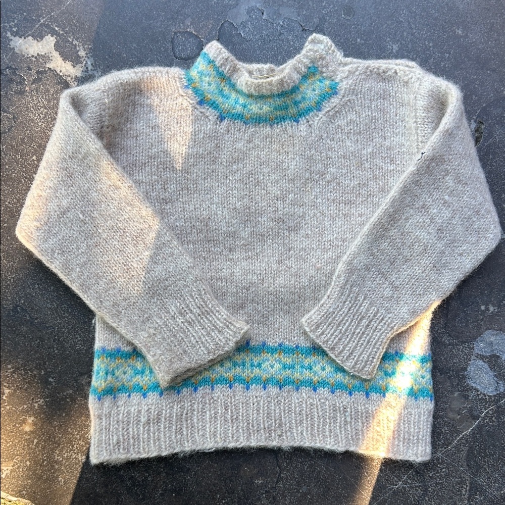 Hand knit doll sweater made in Scotland